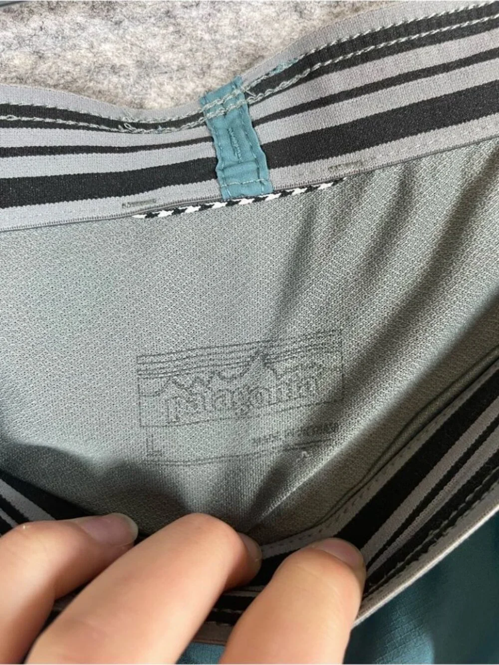 Patagonia Mens Running Shorts Blue Green Large Trail Athletic Outdoor Hiking